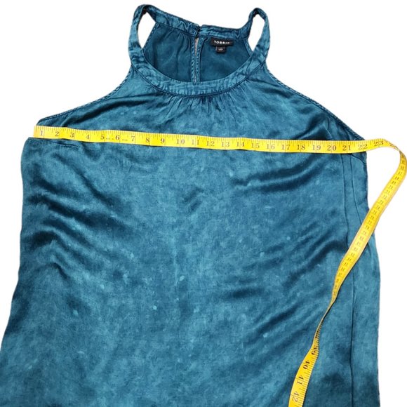 Torrid Teal Grecian Satin Charmeuse Sleeveless Goddess Neck Tank Plus Size 1X - Picture 8 of 9